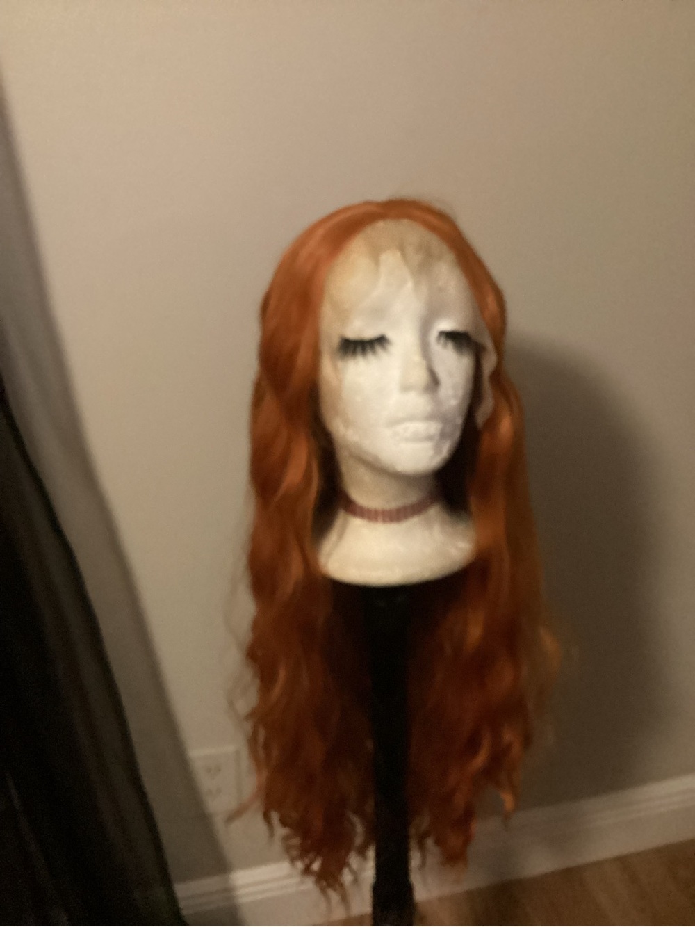 Long Wavy Lace Front Synthetic Wig in  Orange Unbranded